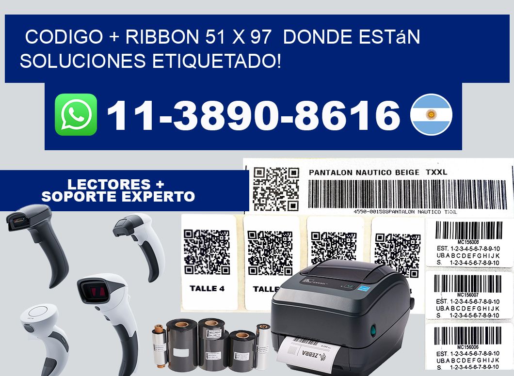 codigo + ribbon 51 x 97  donde están soluciones etiquetado!