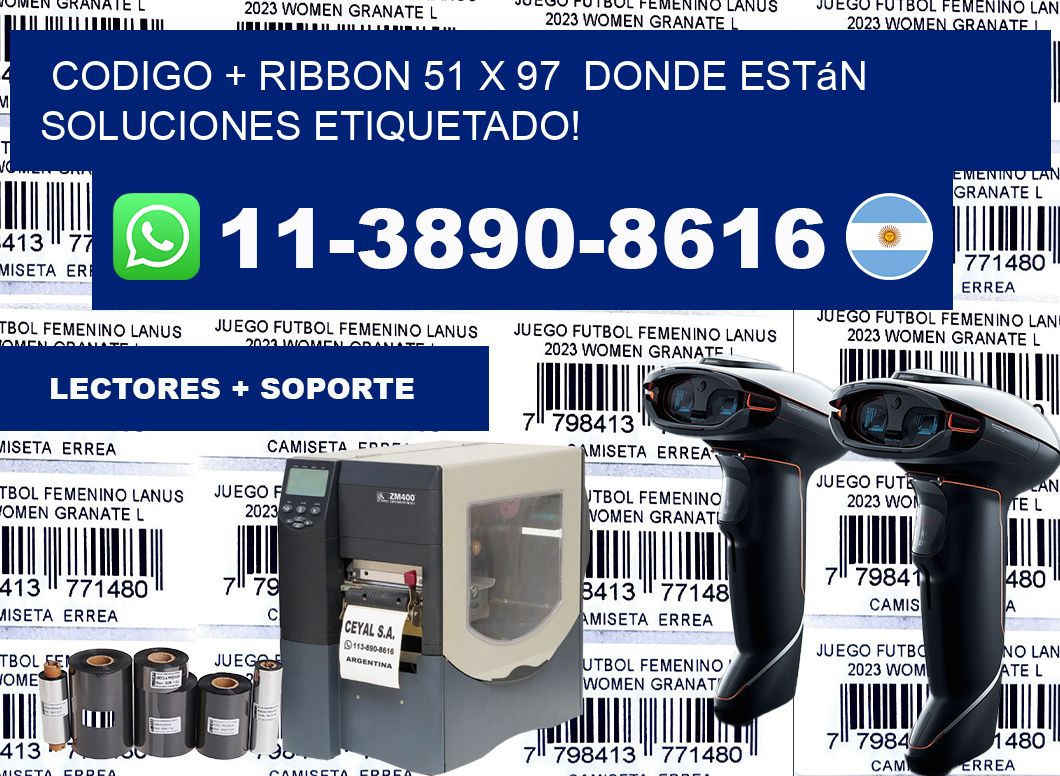 codigo + ribbon 51 x 97  donde están soluciones etiquetado!