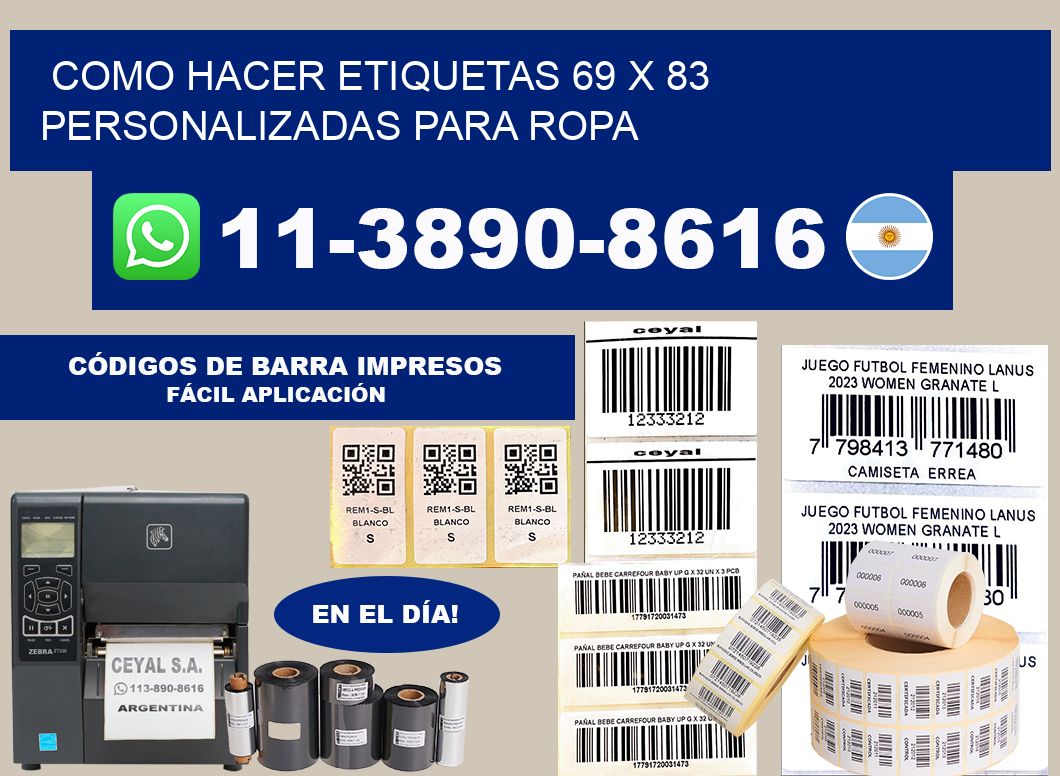 como hacer etiquetas 69 x 83 personalizadas para ropa
