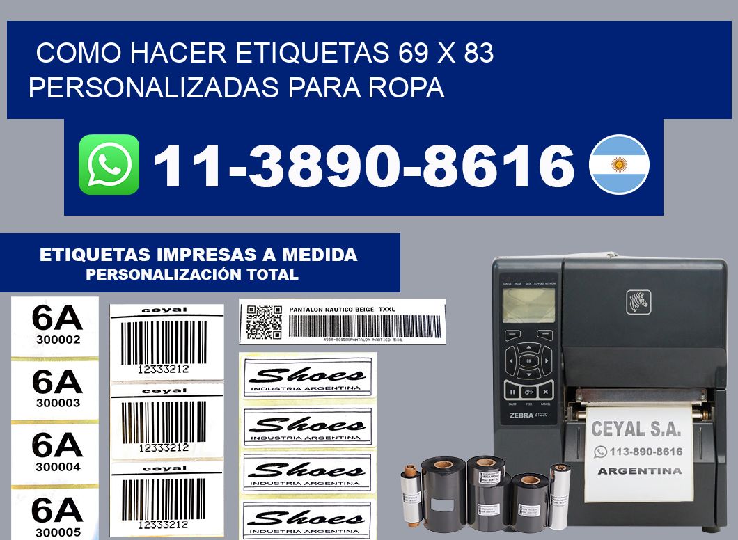 como hacer etiquetas 69 x 83 personalizadas para ropa