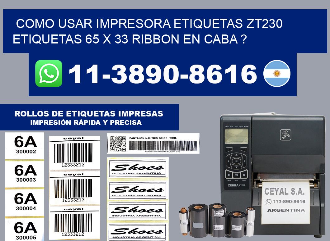 como usar impresora etiquetas zt230 etiquetas 65 x 33 ribbon en CABA ?