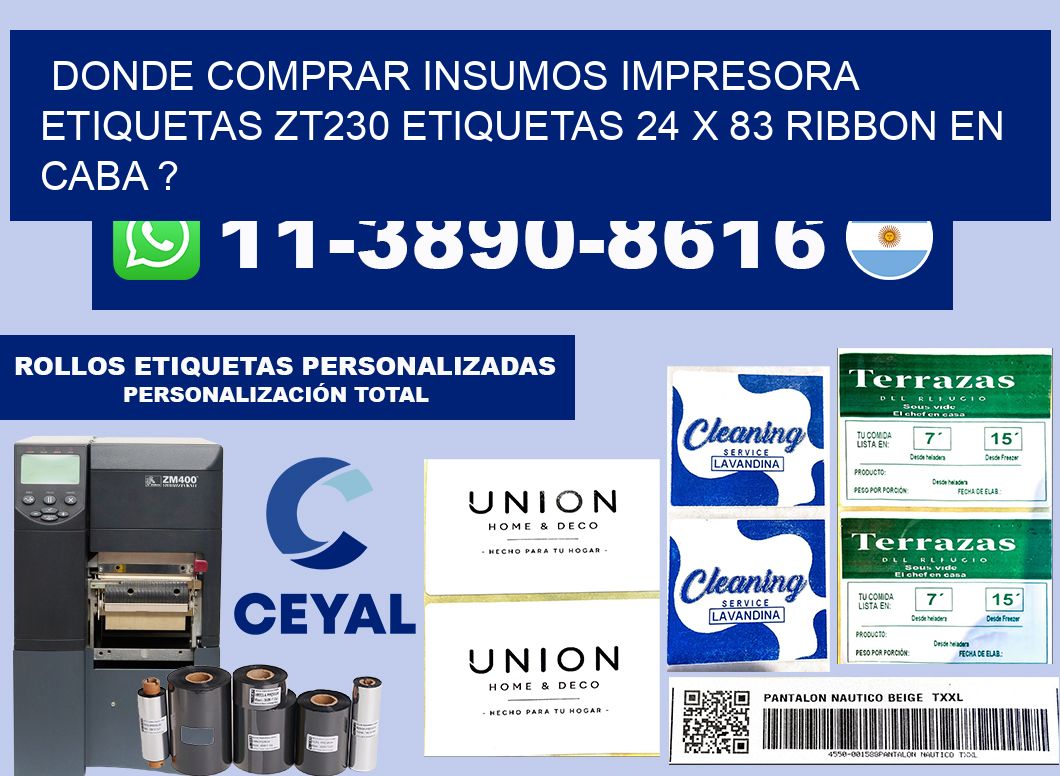 donde comprar insumos impresora etiquetas zt230 etiquetas 24 x 83 ribbon en CABA ?