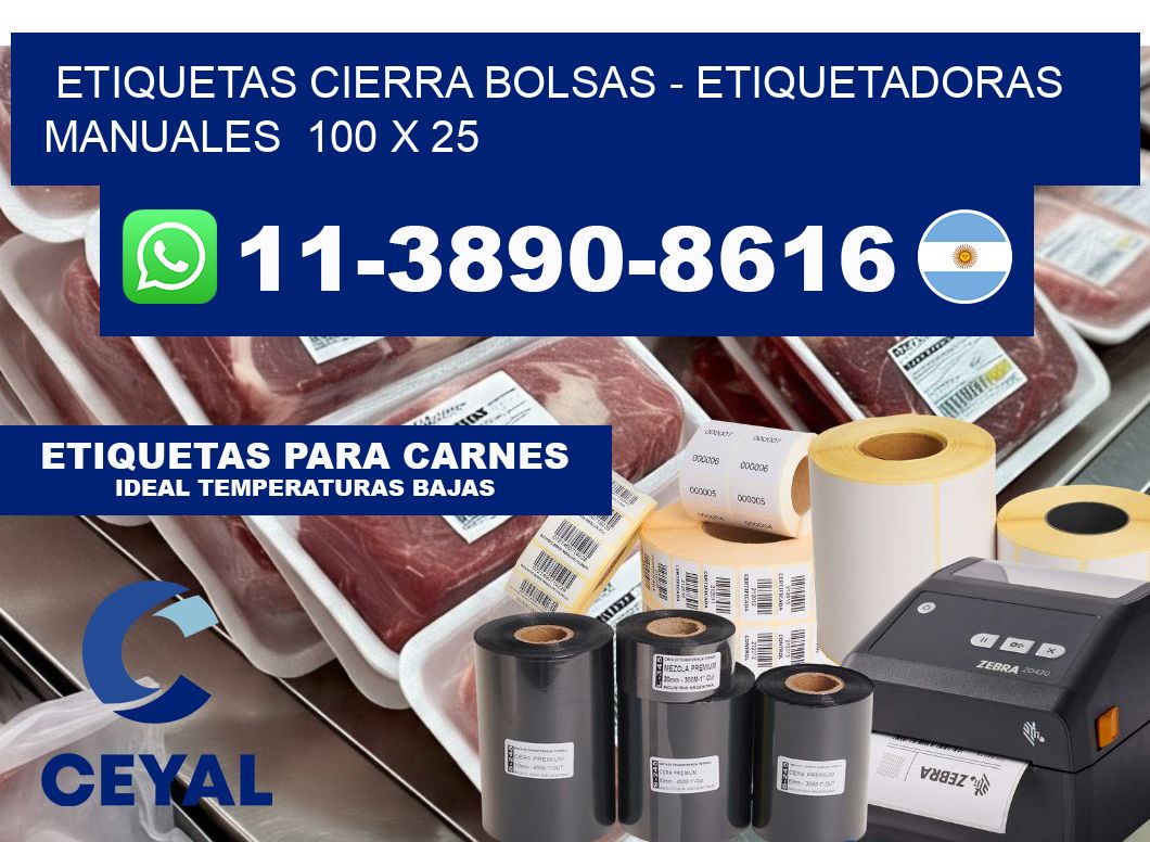 etiquetas cierra bolsas - Etiquetadoras Manuales  100 x 25