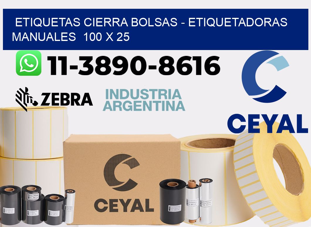 etiquetas cierra bolsas - Etiquetadoras Manuales  100 x 25
