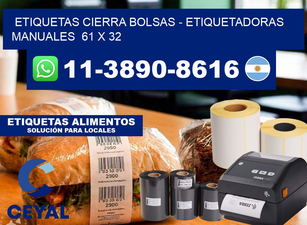 etiquetas cierra bolsas - Etiquetadoras Manuales 61 x 32