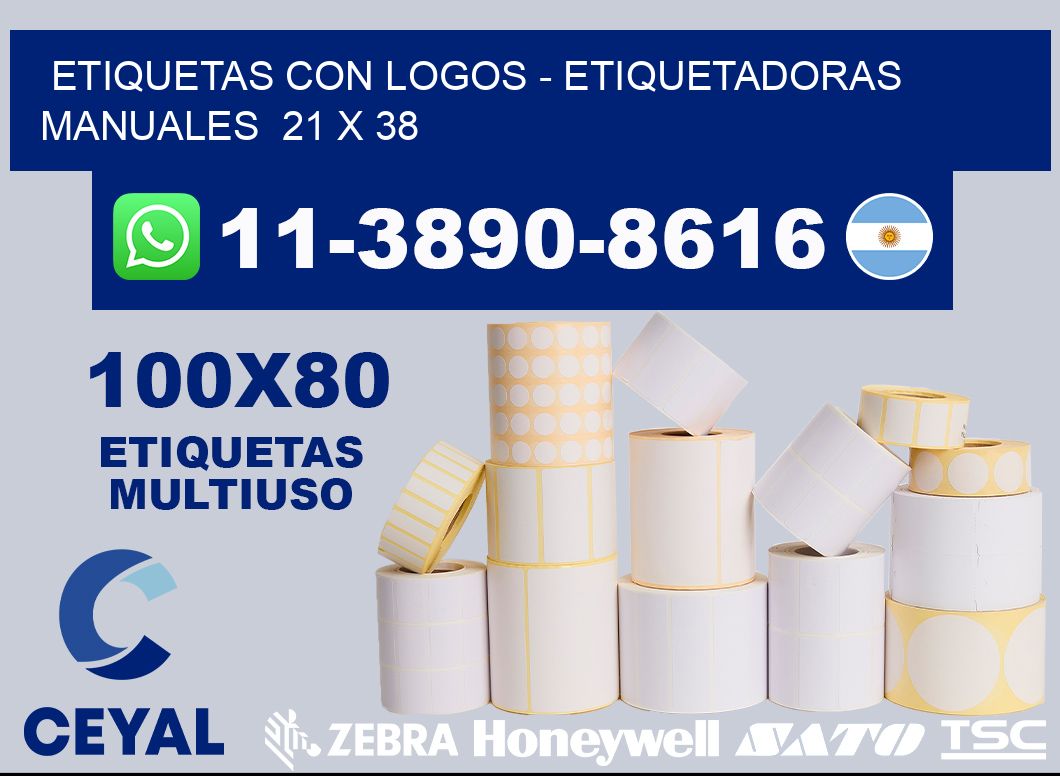 etiquetas con logos - Etiquetadoras Manuales  21 x 38