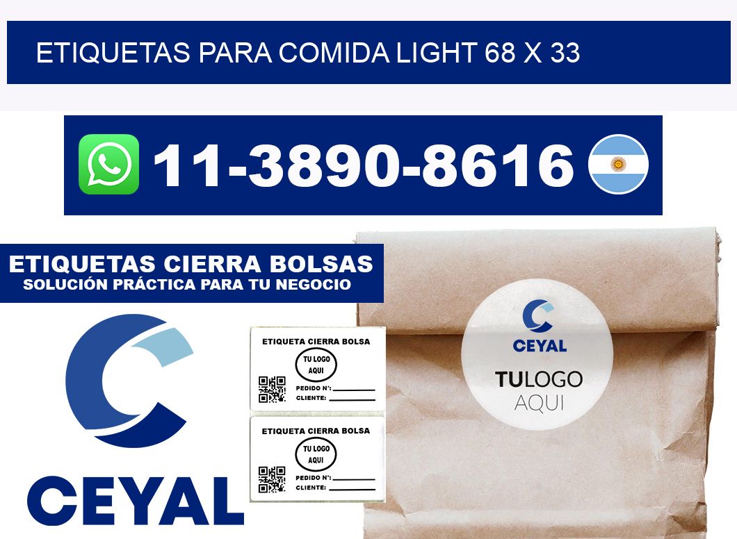 etiquetas para comida light 68 x 33