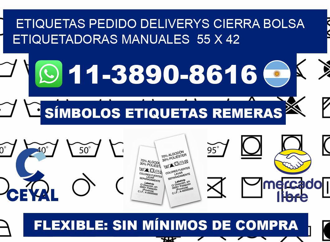 etiquetas pedido deliverys cierra bolsa  Etiquetadoras Manuales  55 x 42