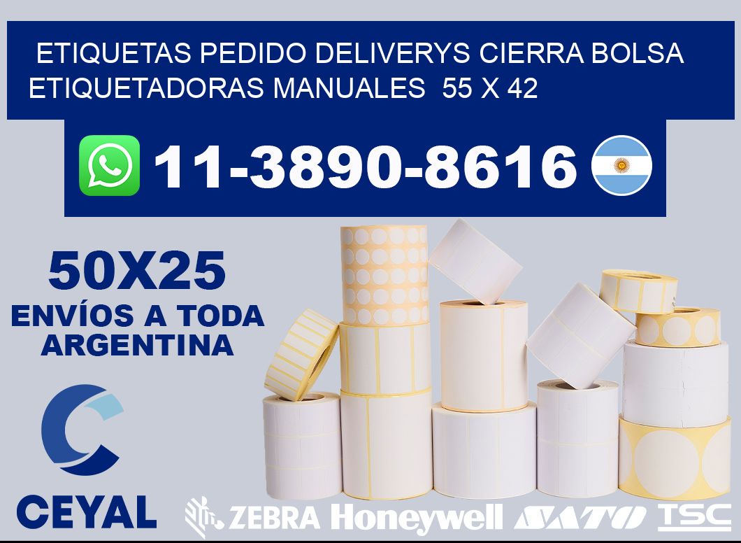 etiquetas pedido deliverys cierra bolsa  Etiquetadoras Manuales  55 x 42