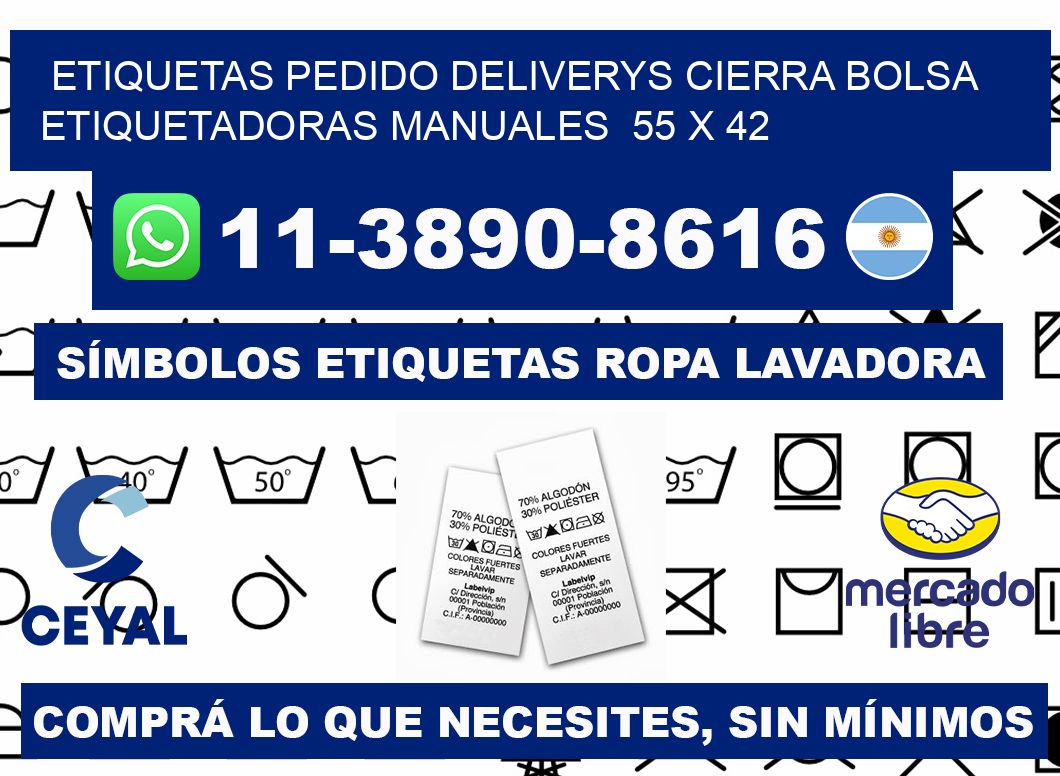 etiquetas pedido deliverys cierra bolsa  Etiquetadoras Manuales  55 x 42