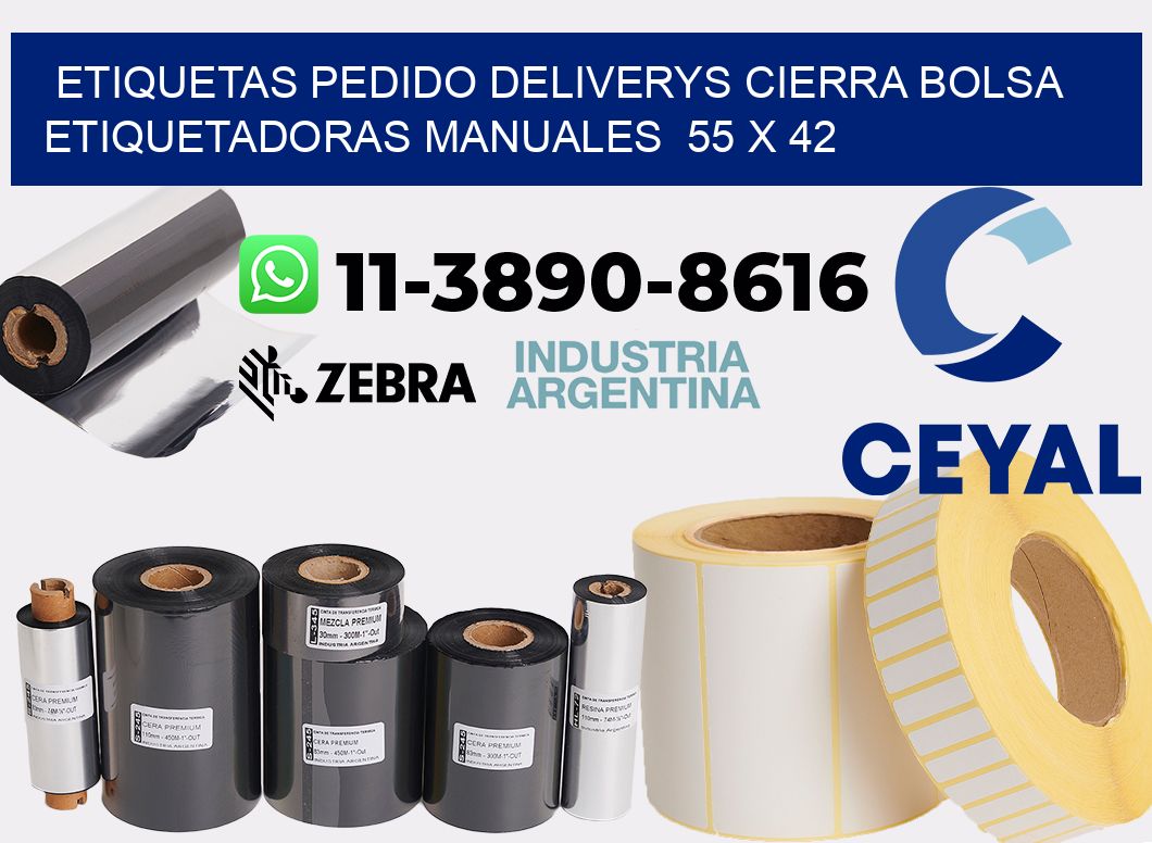 etiquetas pedido deliverys cierra bolsa  Etiquetadoras Manuales  55 x 42