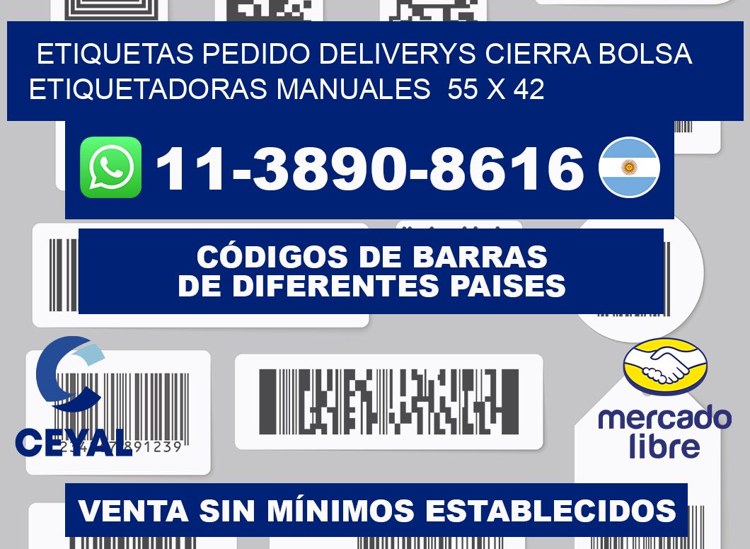 etiquetas pedido deliverys cierra bolsa  Etiquetadoras Manuales  55 x 42