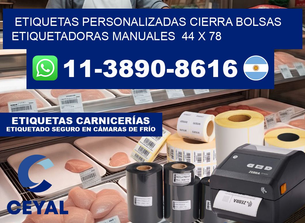 etiquetas personalizadas cierra bolsas  Etiquetadoras Manuales  44 x 78