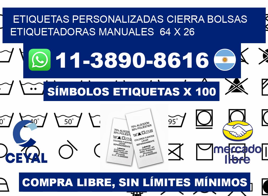 etiquetas personalizadas cierra bolsas  Etiquetadoras Manuales  64 x 26