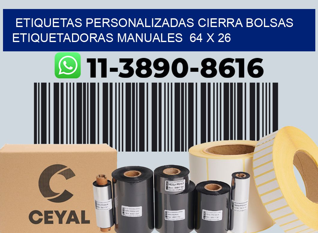 etiquetas personalizadas cierra bolsas  Etiquetadoras Manuales  64 x 26