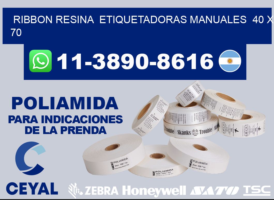 ribbon resina  Etiquetadoras Manuales  40 x 70