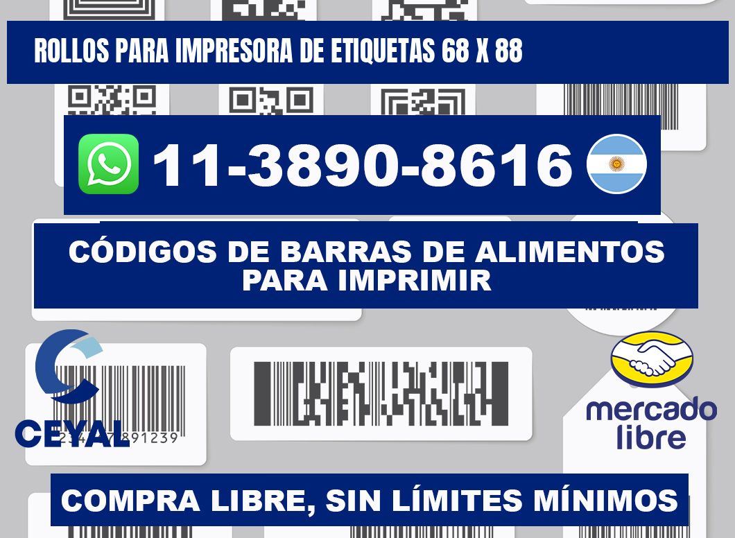 rollos para impresora de etiquetas 68 x 88