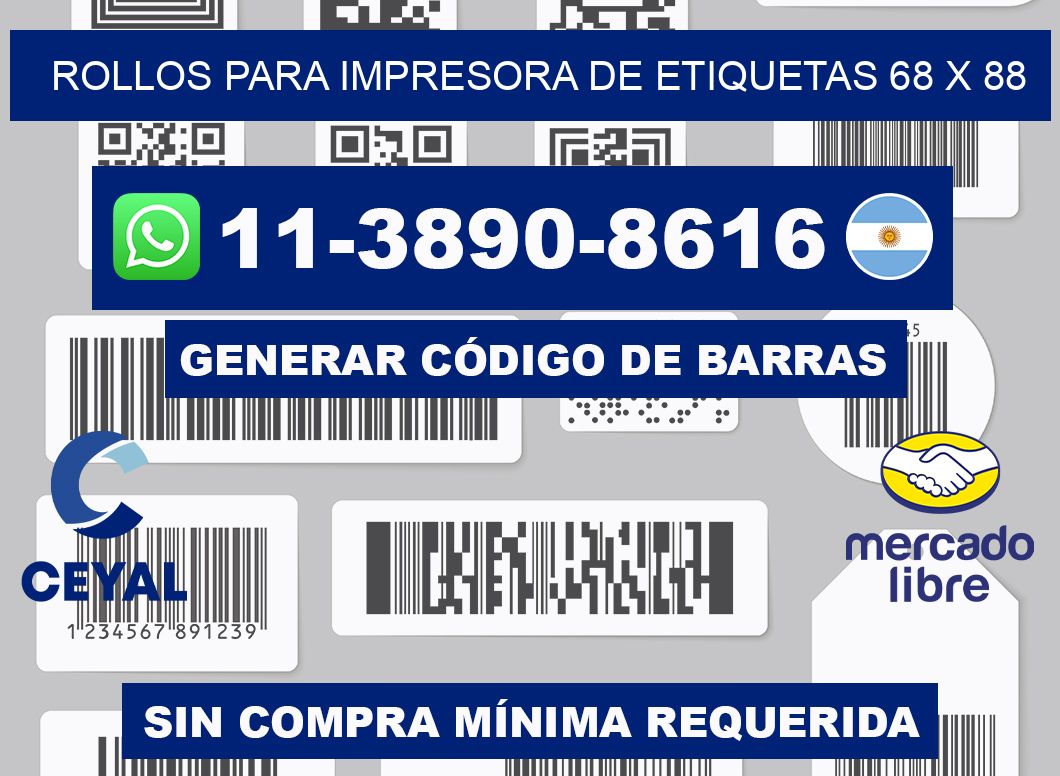 rollos para impresora de etiquetas 68 x 88
