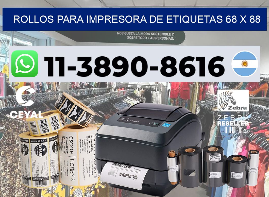 rollos para impresora de etiquetas 68 x 88