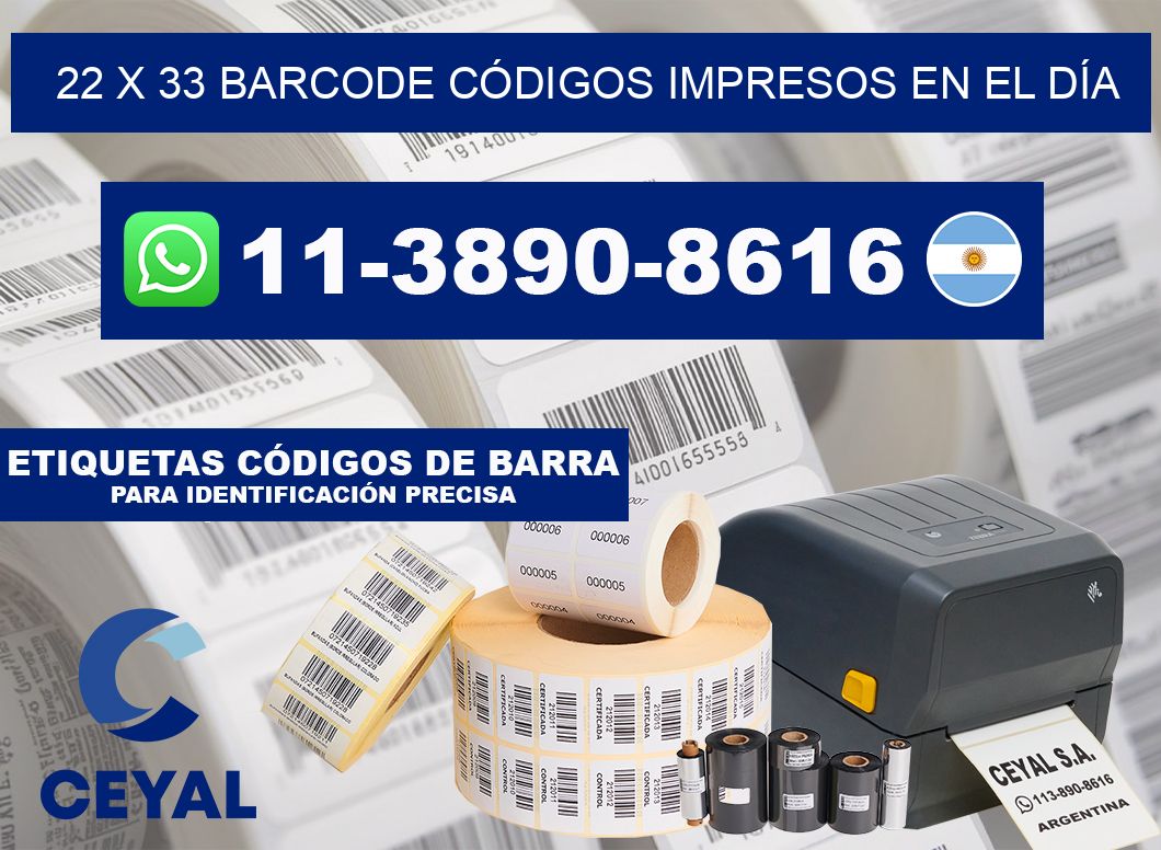 22 x 33 BARCODE CÓDIGOS IMPRESOS EN EL DÍA
