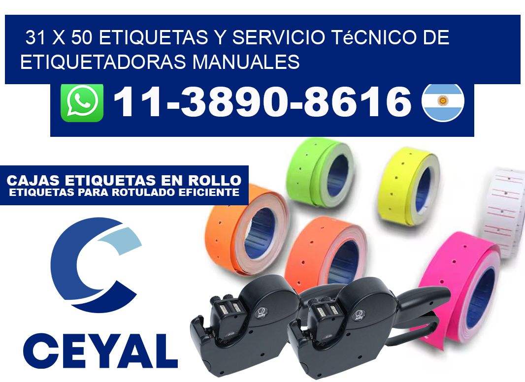 31 x 50 etiquetas y servicio técnico de etiquetadoras manuales