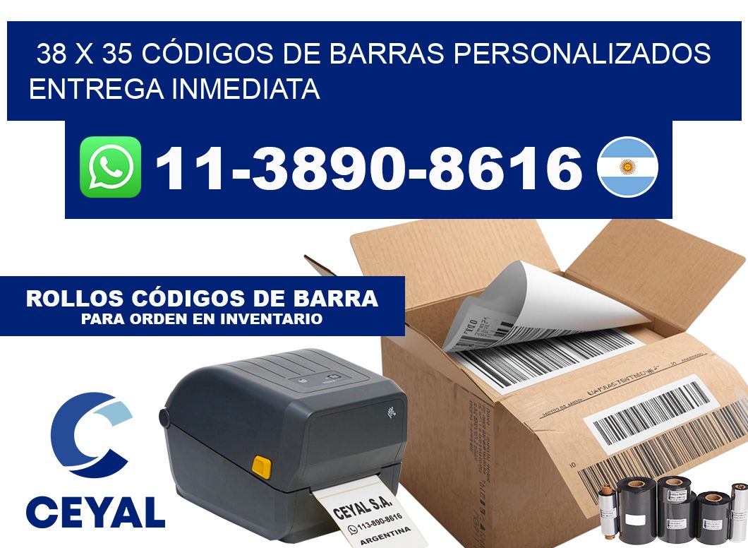 38 x 35 CÓDIGOS DE BARRAS PERSONALIZADOS ENTREGA INMEDIATA