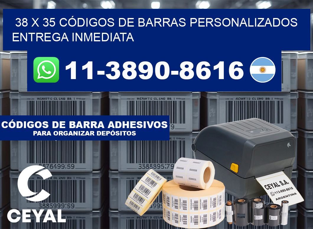 38 x 35 CÓDIGOS DE BARRAS PERSONALIZADOS ENTREGA INMEDIATA