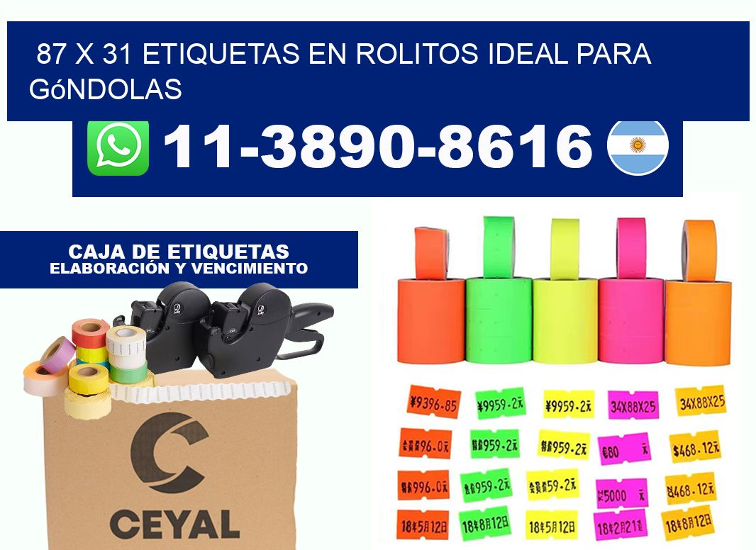 87 x 31 etiquetas en rolitos ideal para góndolas