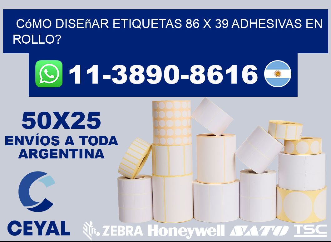 Cómo diseñar etiquetas 86 x 39 adhesivas en rollo?
