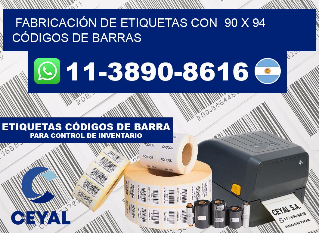 FABRICACIÓN DE ETIQUETAS CON  90 x 94 CÓDIGOS DE BARRAS