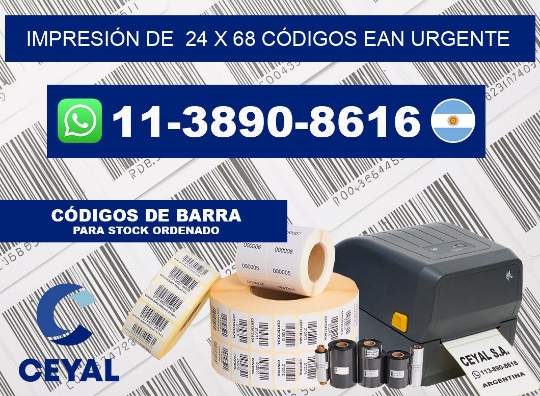 IMPRESIÓN DE  24 x 68 CÓDIGOS EAN URGENTE