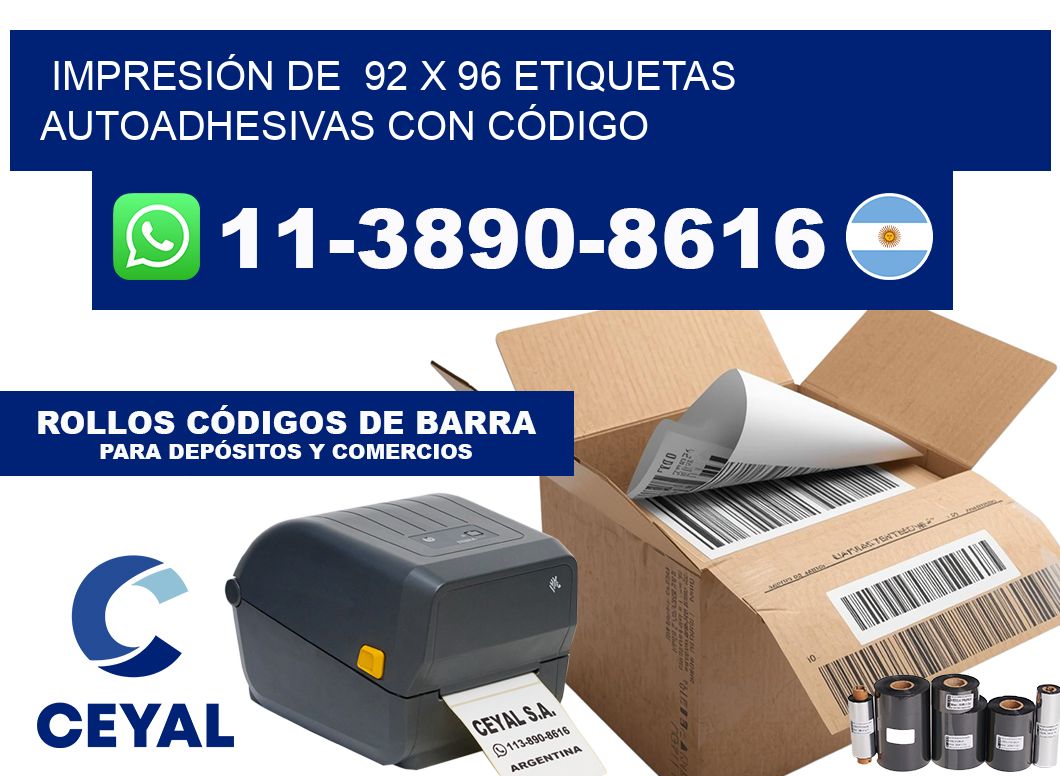 IMPRESIÓN DE 92 x 96 ETIQUETAS AUTOADHESIVAS CON CÓDIGO