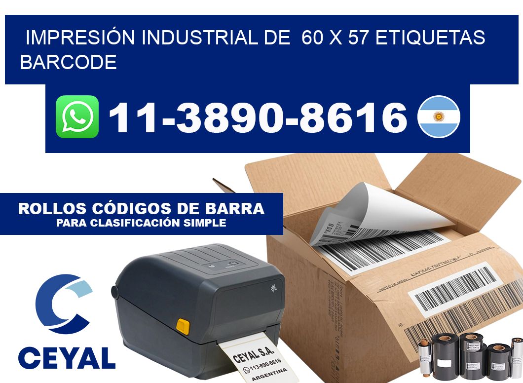 IMPRESIÓN INDUSTRIAL DE  60 x 57 ETIQUETAS BARCODE