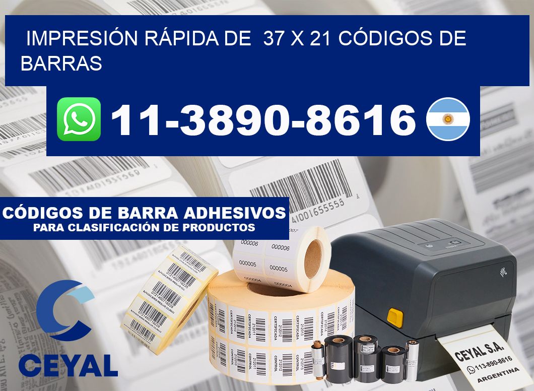 IMPRESIÓN RÁPIDA DE 37 x 21 CÓDIGOS DE BARRAS