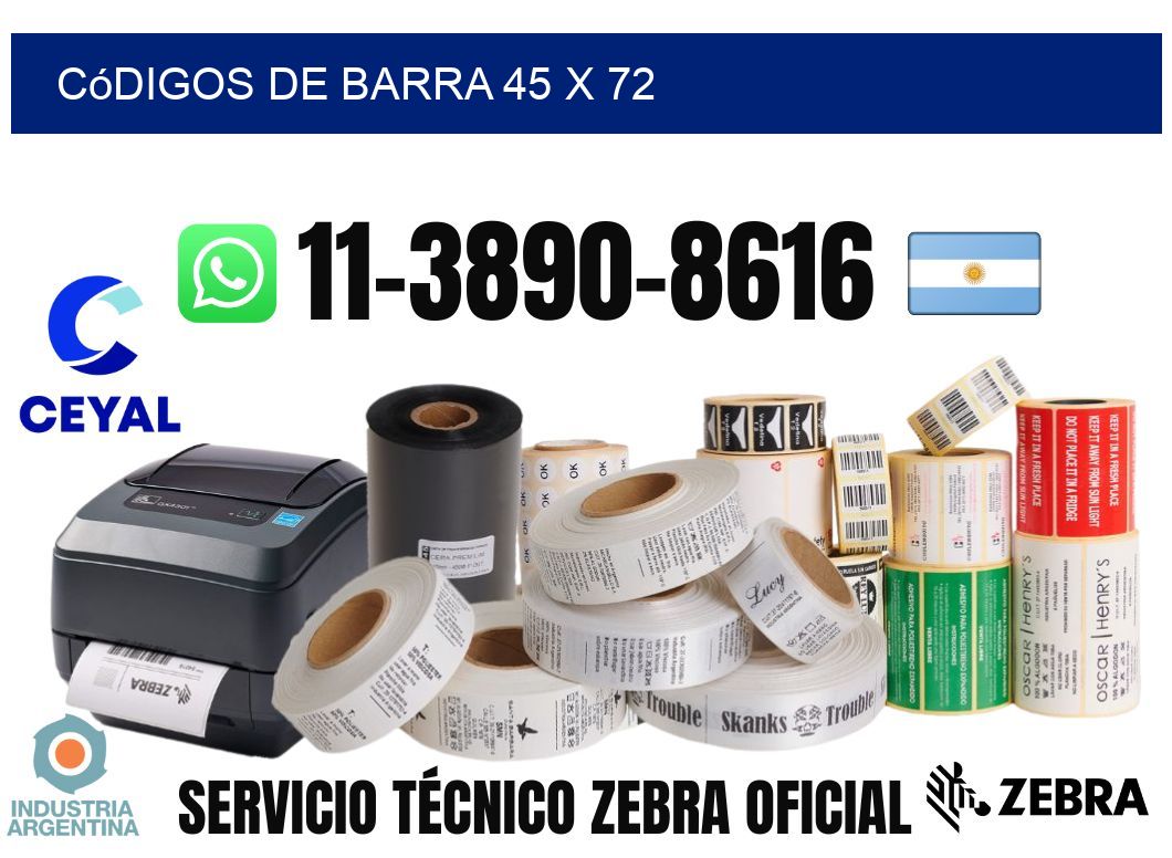 códigos de barra 45 x 72