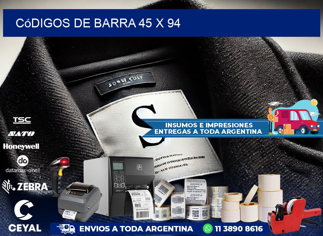códigos de barra 45 x 94
