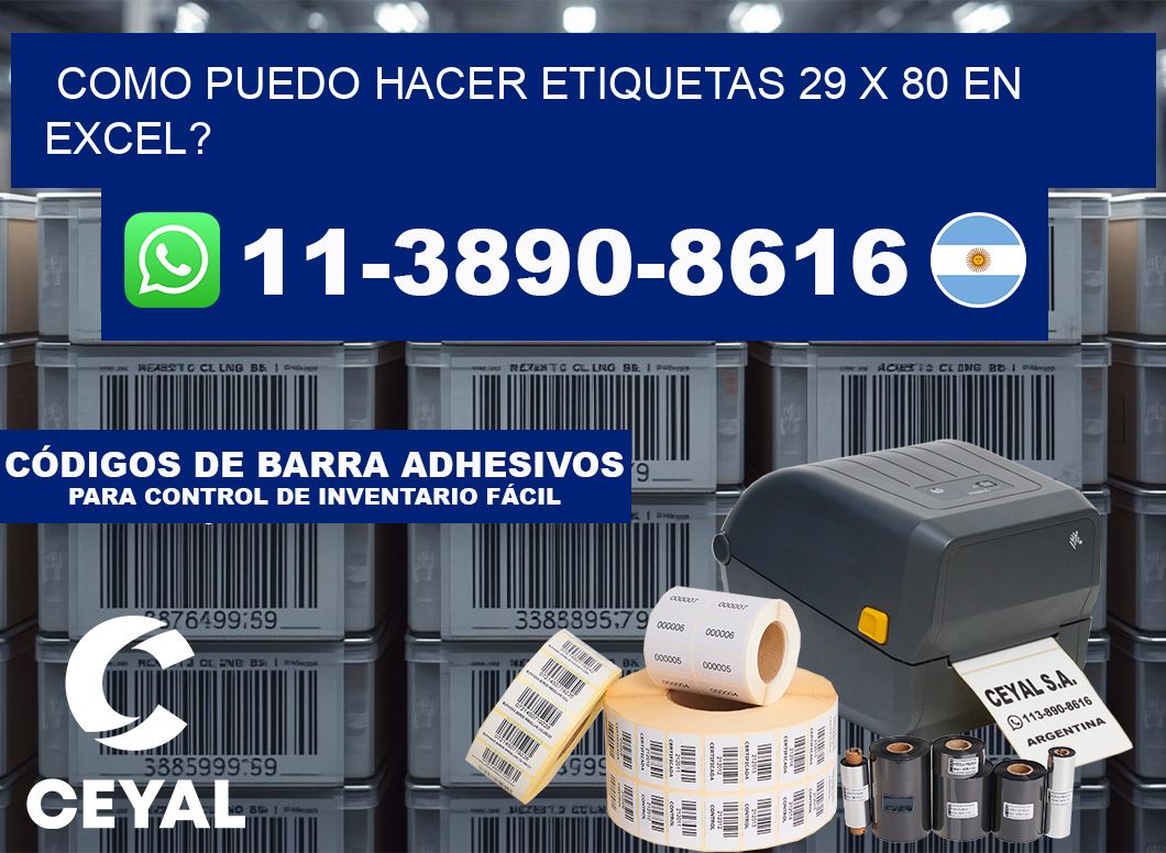 como puedo hacer etiquetas 29 x 80 en excel?