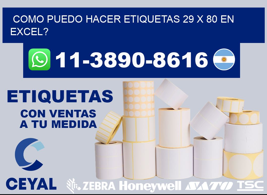como puedo hacer etiquetas 29 x 80 en excel?