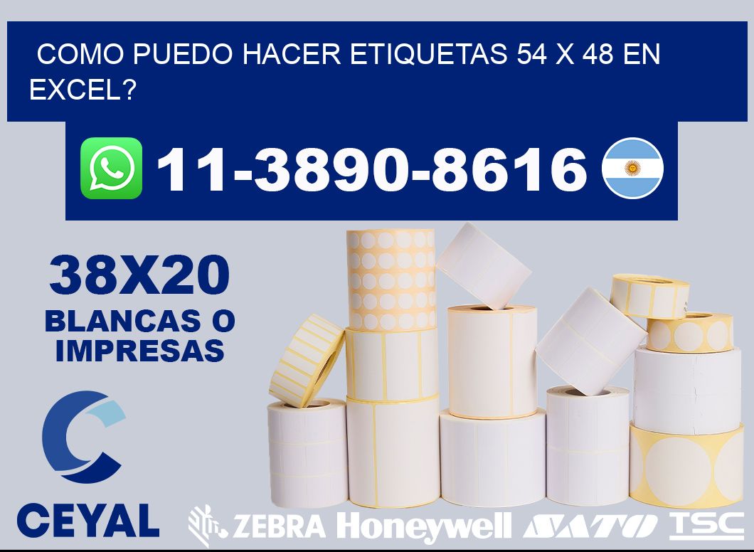 como puedo hacer etiquetas 54 x 48 en excel?