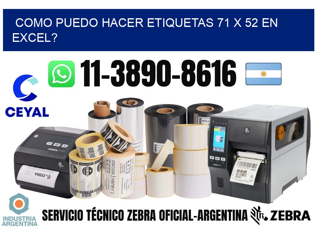 como puedo hacer etiquetas 71 x 52 en excel?