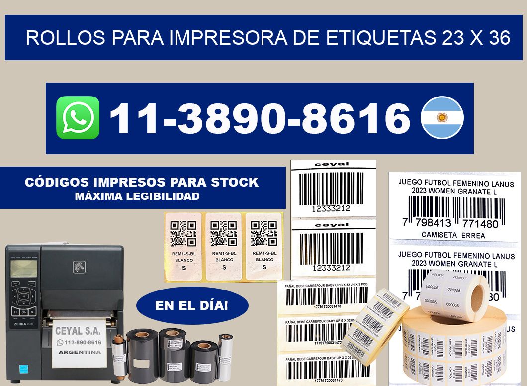rollos para impresora de etiquetas 23 x 36