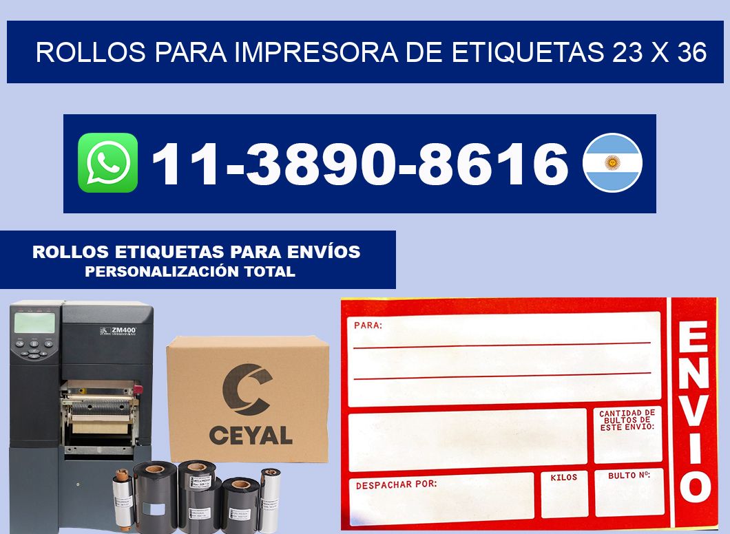 rollos para impresora de etiquetas 23 x 36