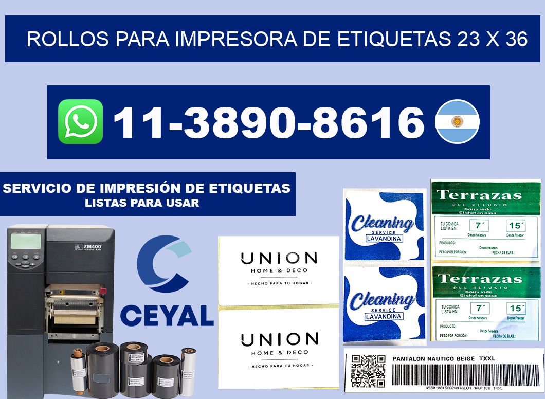 rollos para impresora de etiquetas 23 x 36