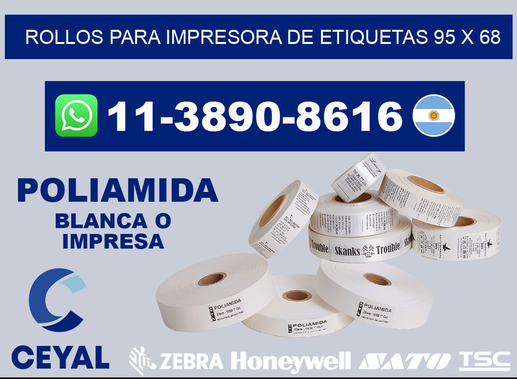 rollos para impresora de etiquetas 95 x 68