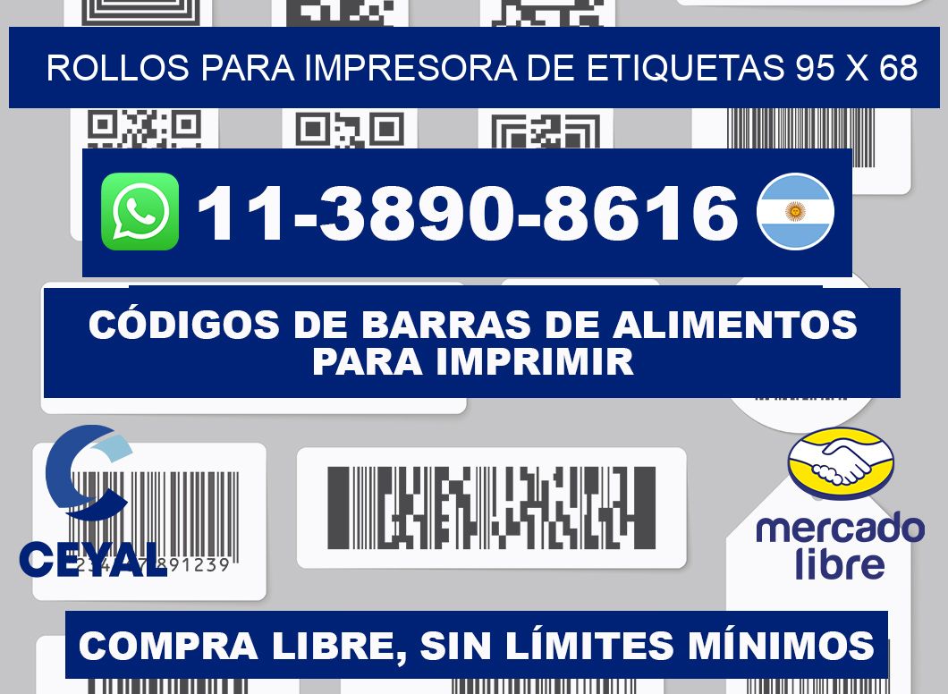 rollos para impresora de etiquetas 95 x 68