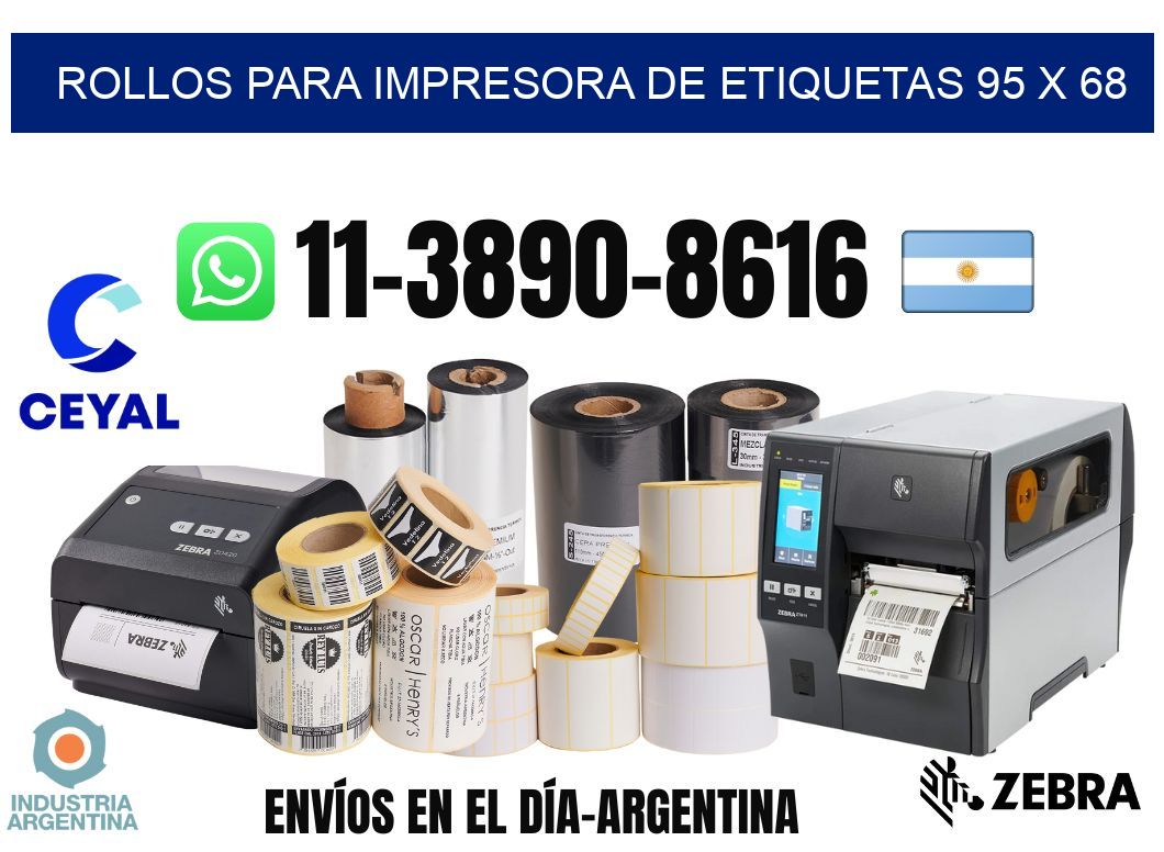 rollos para impresora de etiquetas 95 x 68