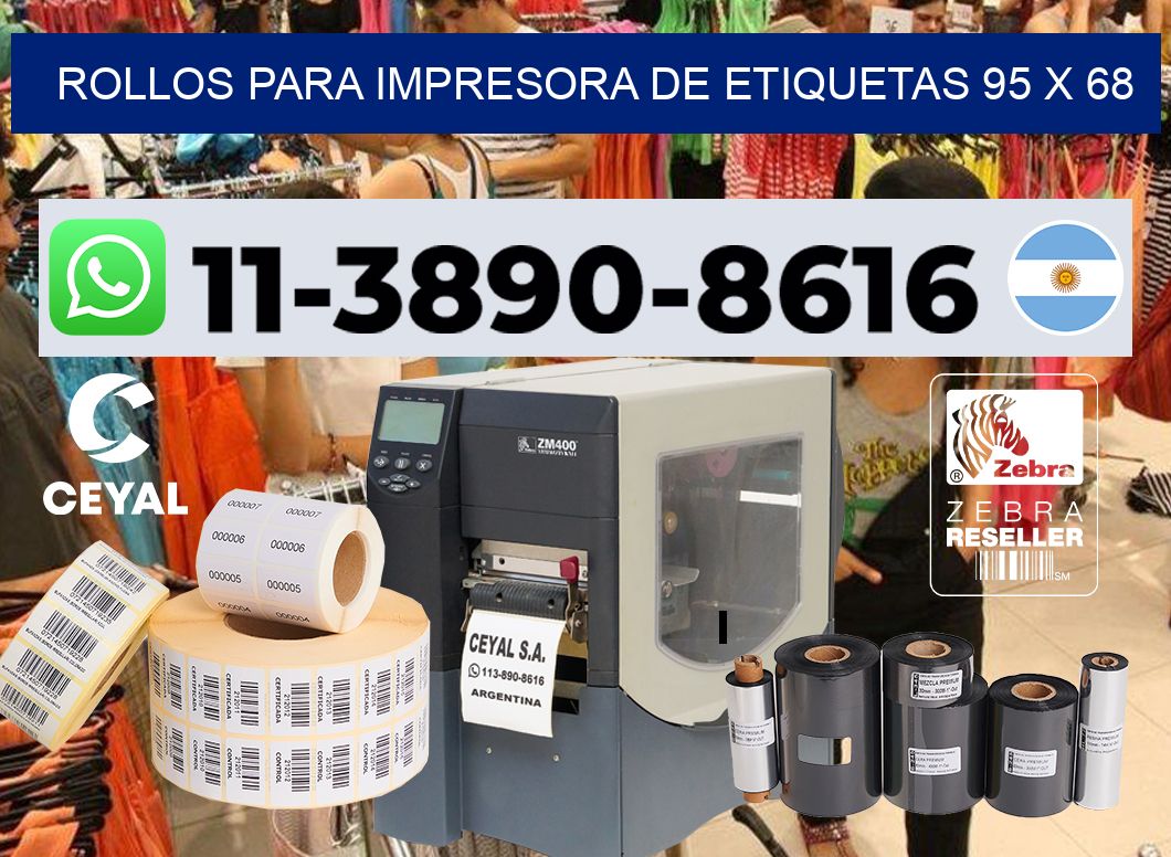 rollos para impresora de etiquetas 95 x 68
