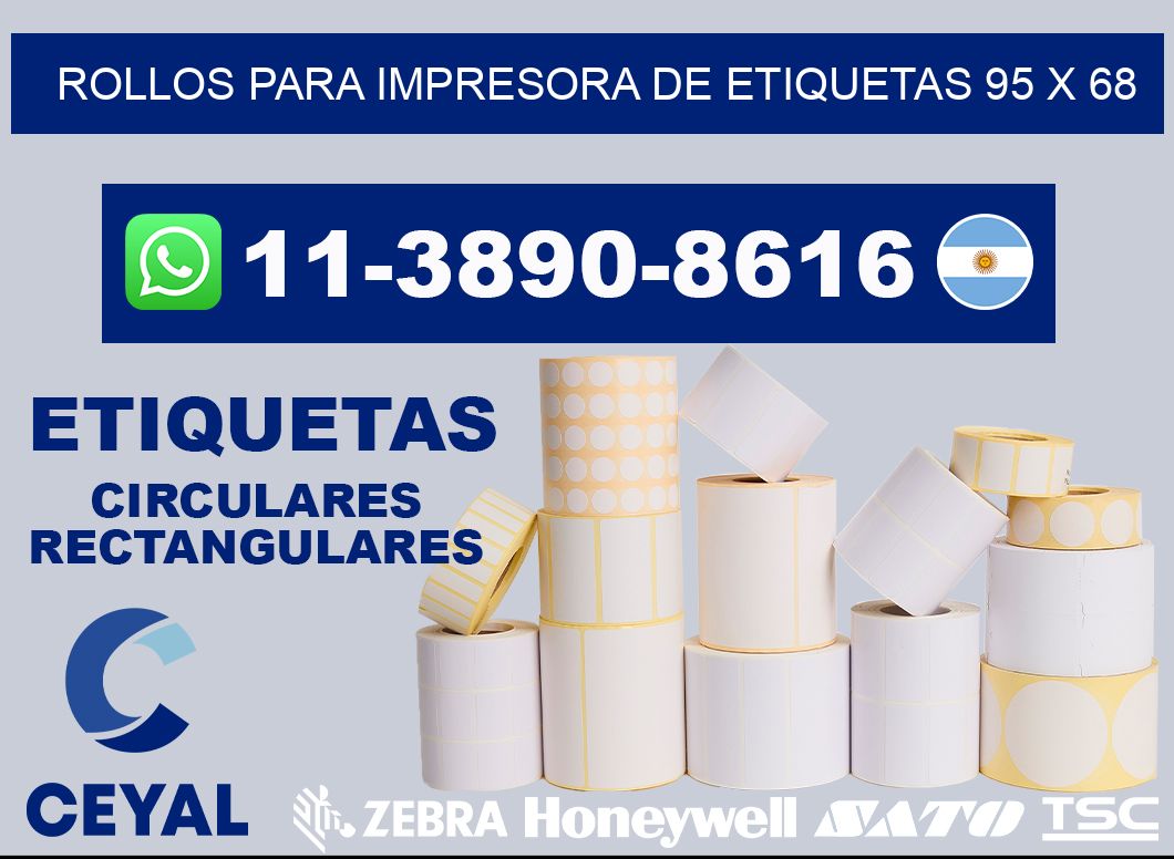rollos para impresora de etiquetas 95 x 68