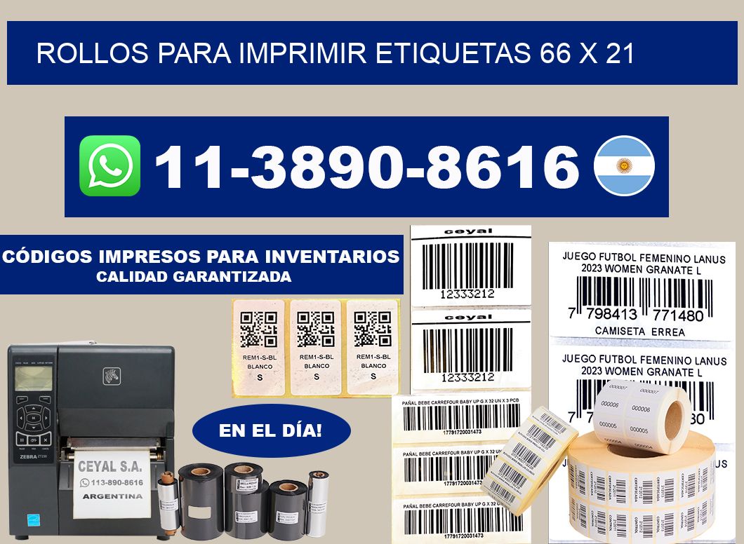 rollos para imprimir etiquetas 66 x 21