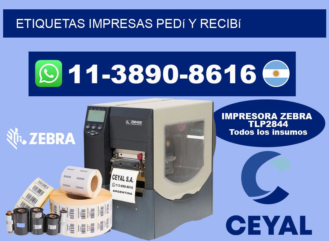 etiquetas impresas Pedí y recibí